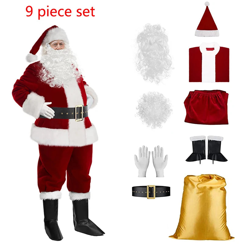 Santa Claus Costume Deluxe Clothes Fancy Dress Suit in Christmas Men Adult Santa Claus Cosplay Costume Christmas Costume Cosplay
