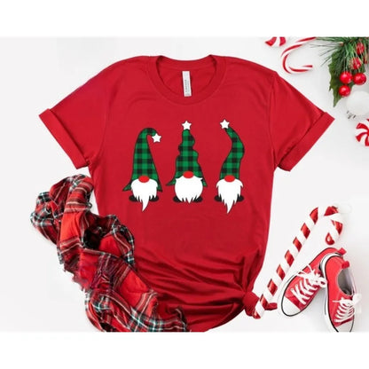 Vintage Santa Gnome Christmas T-Shirt: Xmas Family Tee  Harajuku Y2k Top Shirts for Women Seagull Christmas Shirts Cotton Tees