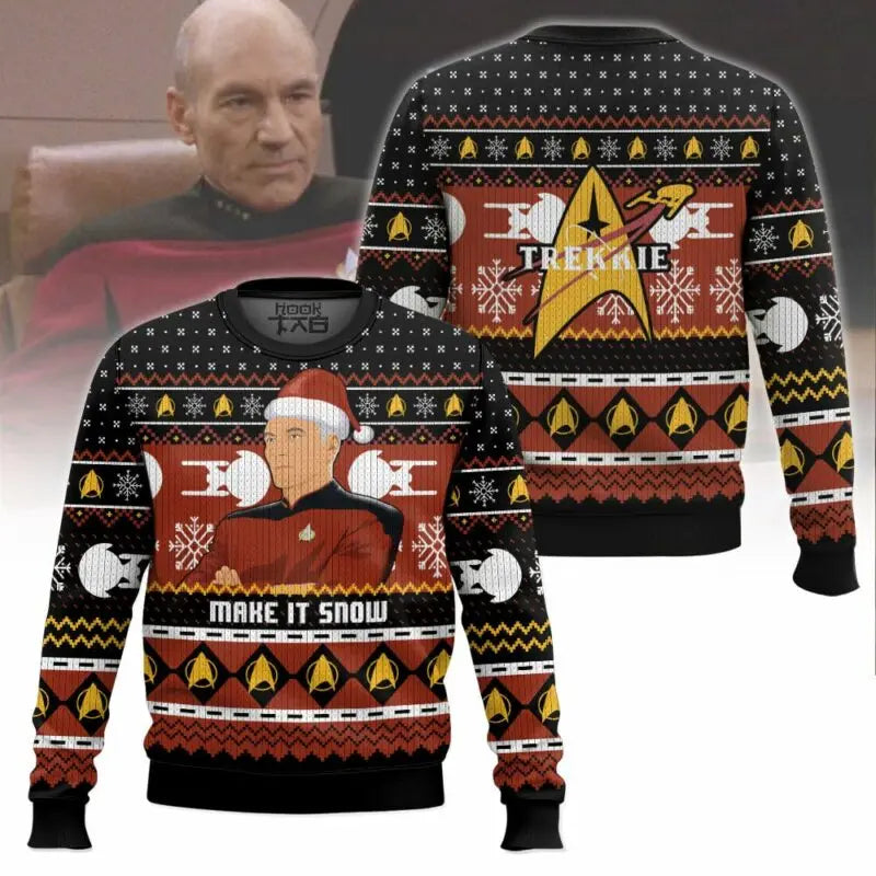 Captain Picard Give Me Some Snow Ugly Christmas Sweater Funny Holiday Party Pullover Xmas Sweater for Men Women Xmas Gift 2026