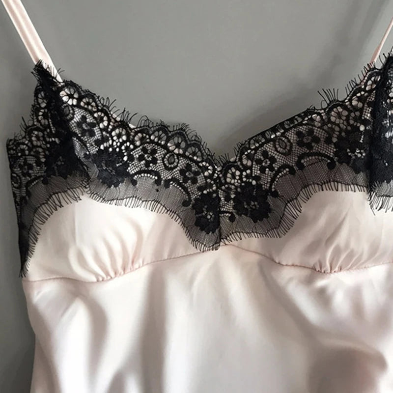 Women Pajama Suit Fashion V-Neck Stretch Satin Babydoll Lace Sexy Lingerie Bowknot Pyjamas Sleep Shorts Set Sleepwear New