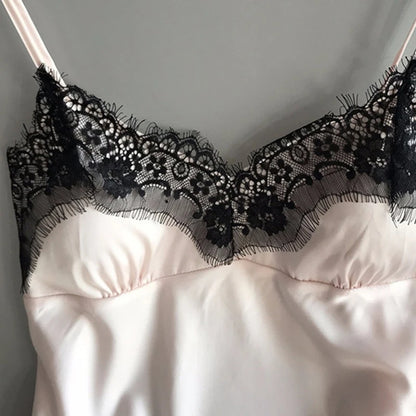 Women Pajama Suit Fashion V-Neck Stretch Satin Babydoll Lace Sexy Lingerie Bowknot Pyjamas Sleep Shorts Set Sleepwear New