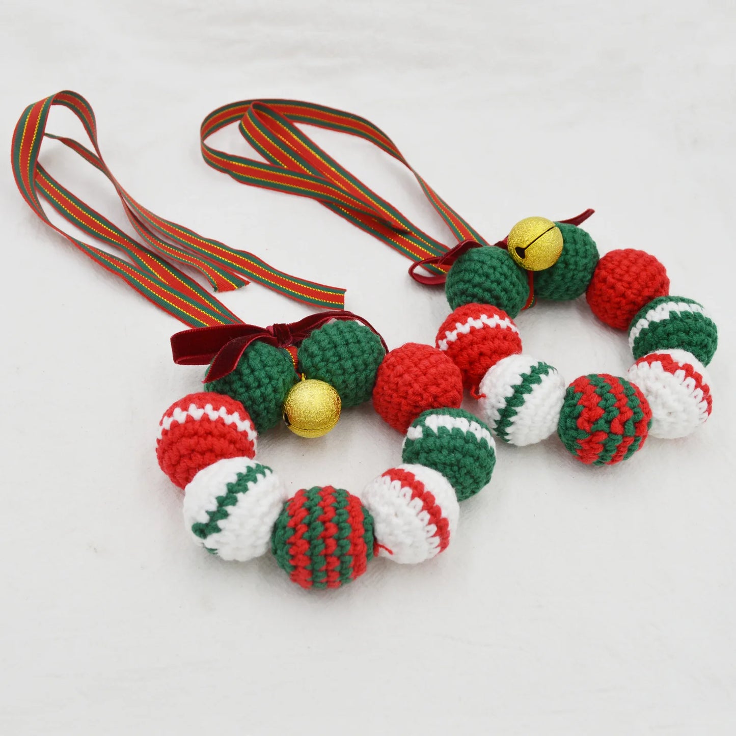 Christmas Home Decoration Handmade Knitted Small Bell Pendant Room OutDoor Decor Fashion Wool Crochet Xmas Bell Party Ornament
