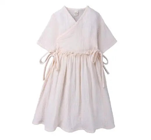 New Summer Baby Girls Dresses European America Toddler Kids Girl Dress Casual Linen Clothing Ruffles Sweet Princess Dress
