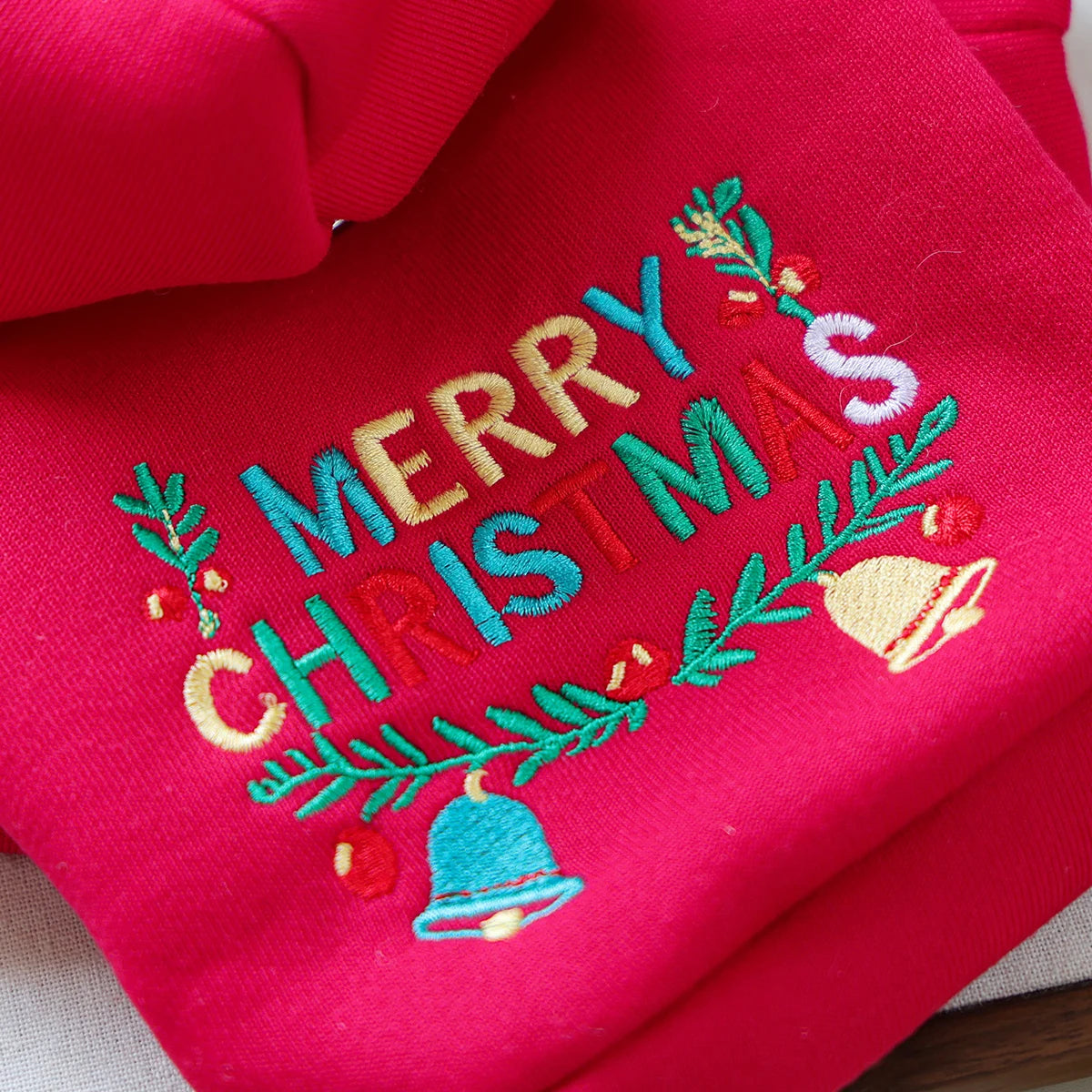 Christmas Bell Hooded Sweater Red Pet Dog Dog Cat Clothes Autumn Winter Christmas Day Jumper Hoodie