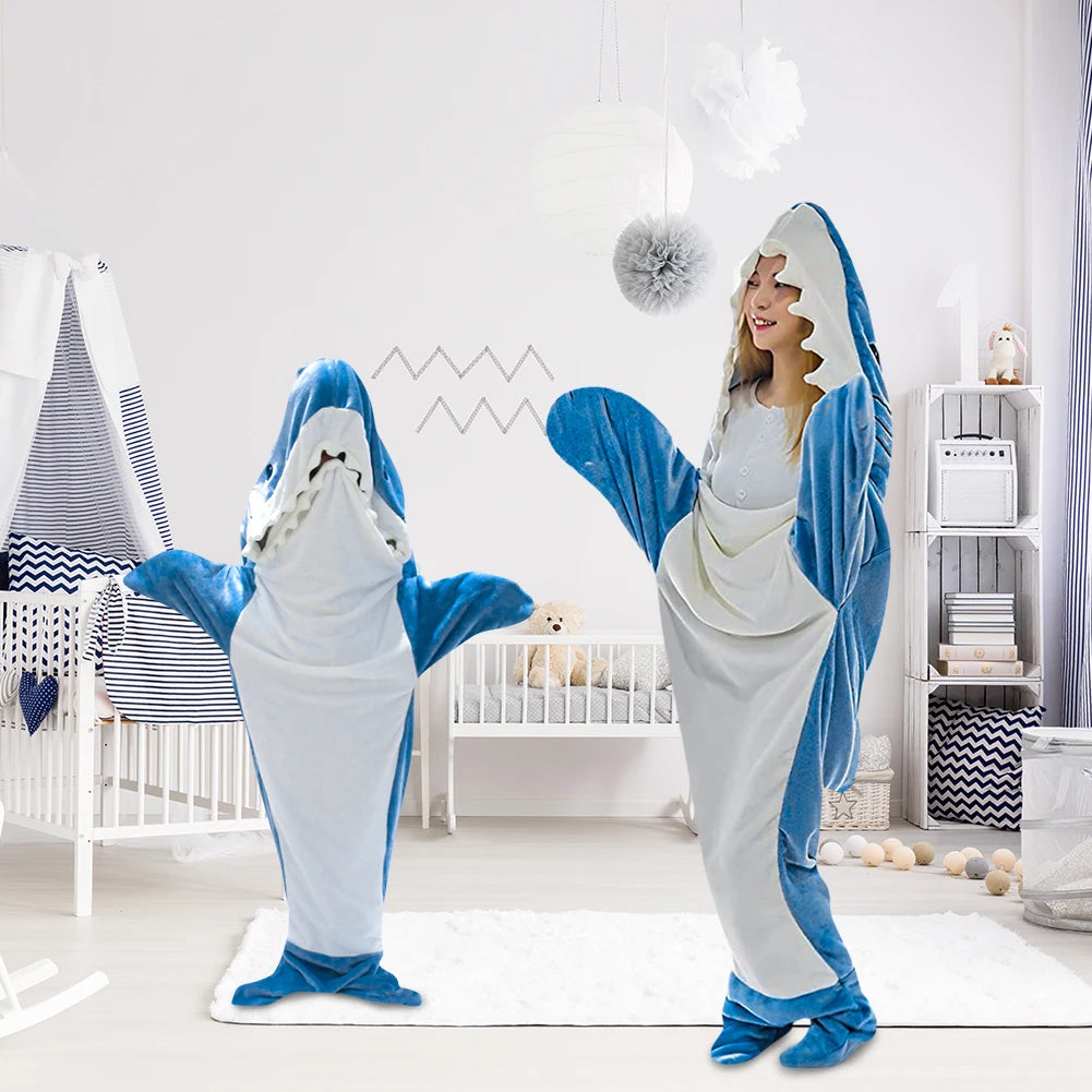 Cosplay Shark Onesies Costumes Suit Sleeping Bag Adult Pyjamas Cartoon Halloween Christmas Carnival Sleepwear Jumpsuit Clothes