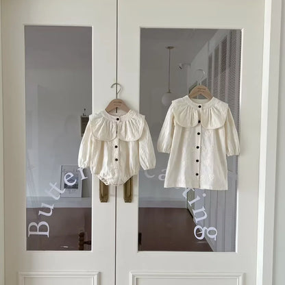 Baby Girls Dress Sweet Girl Lace Dress Ruffle Party Princess Dress Petal Collar Floral Embroidery Casual Dress Children Clothes