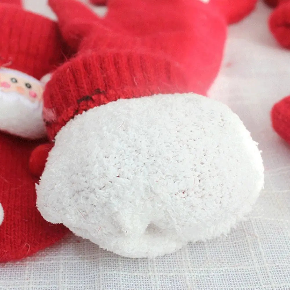 Bell Elk Plus Velvet Winter And Autumn Christmas Kids Mittens Full Fingers Gloves Santa Claus Printed Women Knitted Gloves