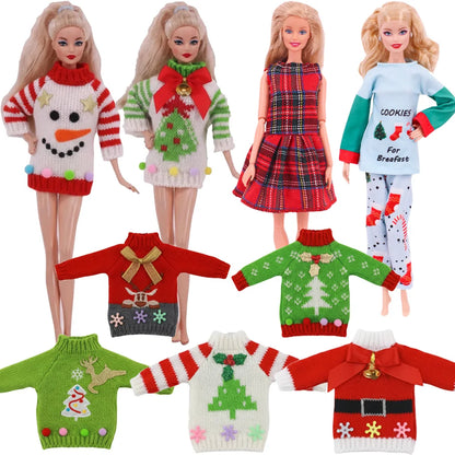 Christmas Style New Sweater Bell Fur Ball Elk Cute Accessories For 30CM&BJD Doll&Christmas Doll Clothes,Kids Christmas Gifts Toy