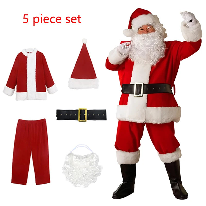 Santa Claus Costume Deluxe Clothes Fancy Dress Suit in Christmas Men Adult Santa Claus Cosplay Costume Christmas Costume Cosplay