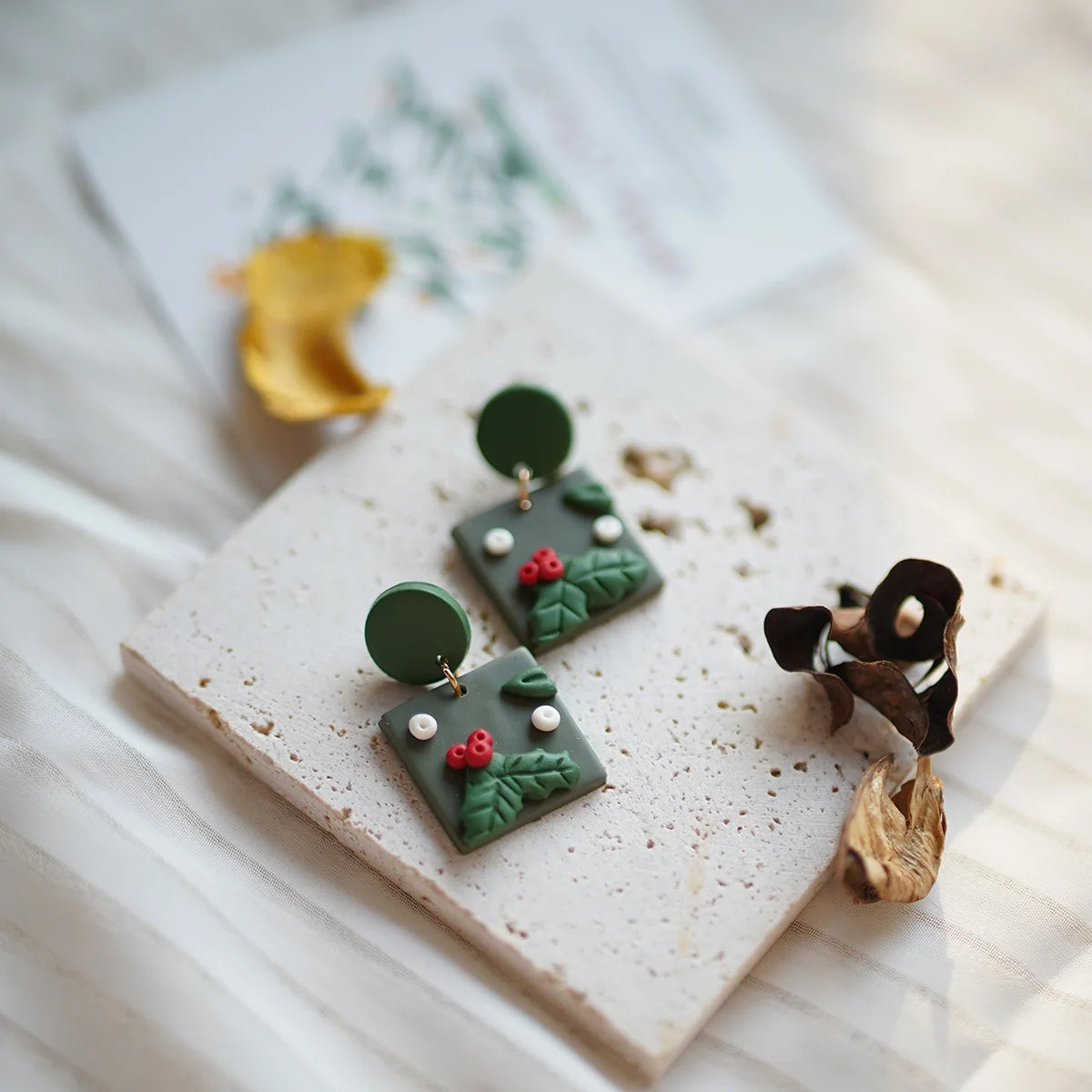 Christmas Winter Holiday Santa Snowman Bell Gingerbread Multi Shapes Polymer Clay Earrings  Celebration Accessories Gifts