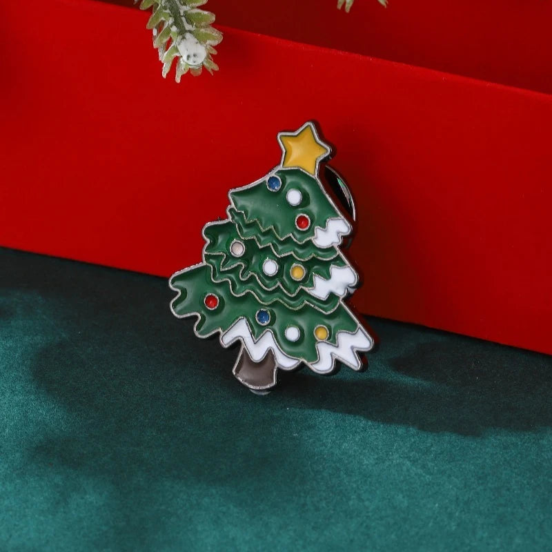 Cartoon Christmas Badge Bell Christmas Tree Santa Claus Enamel Pins Snow Man Jewelry Accessories Dripping Oil Lapel Pin Girls