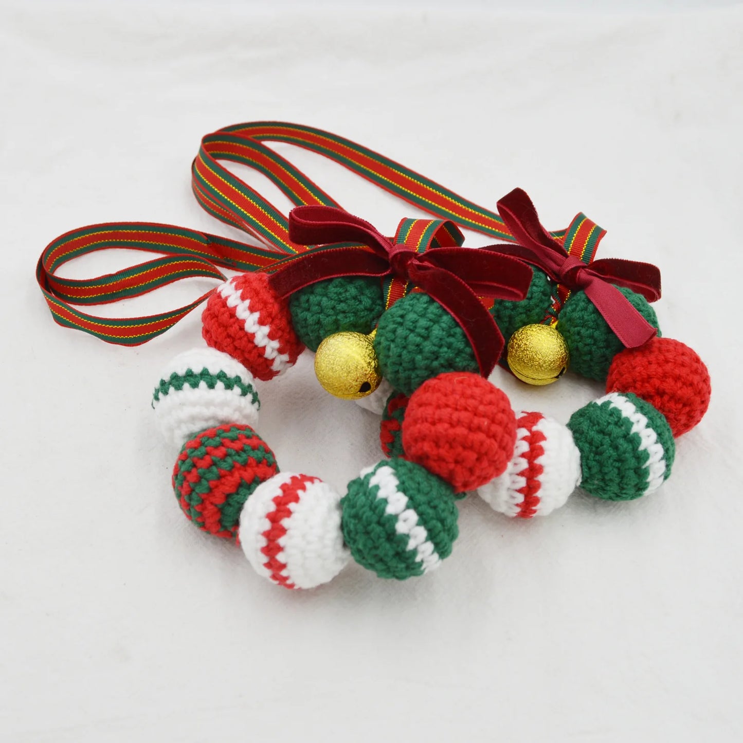 Christmas Home Decoration Handmade Knitted Small Bell Pendant Room OutDoor Decor Fashion Wool Crochet Xmas Bell Party Ornament