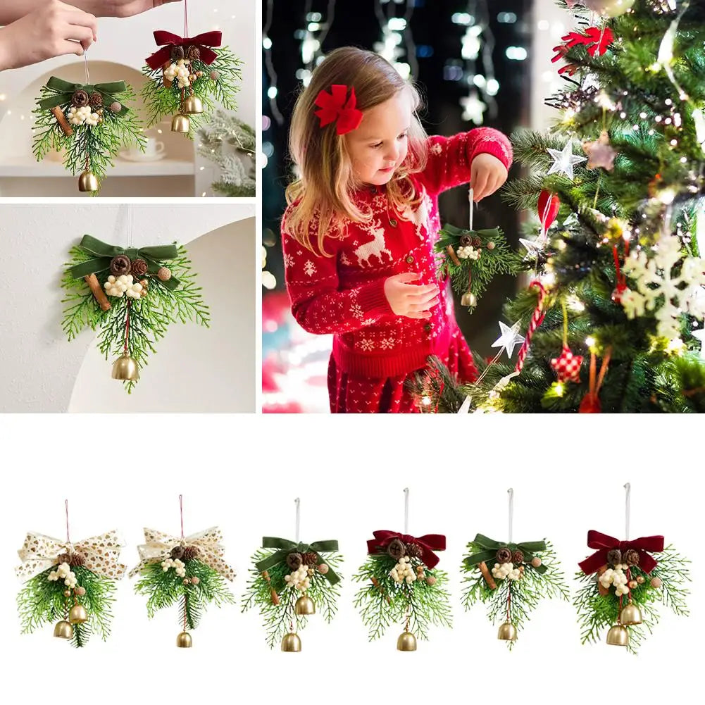 2025 New Year Christmas Decorations Bell Wreath Pendant Christmas Tree Decorations Atmosphere Spring Festive & Party Supplies