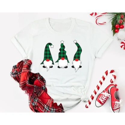 Vintage Santa Gnome Christmas T-Shirt: Xmas Family Tee  Harajuku Y2k Top Shirts for Women Seagull Christmas Shirts Cotton Tees