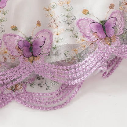 Sweet Cute Baby Girls Clothes Long Sleeve Lace Tulle Floral Dress With Bow Headband For Toddler Kids Casual Daily Party Outfits