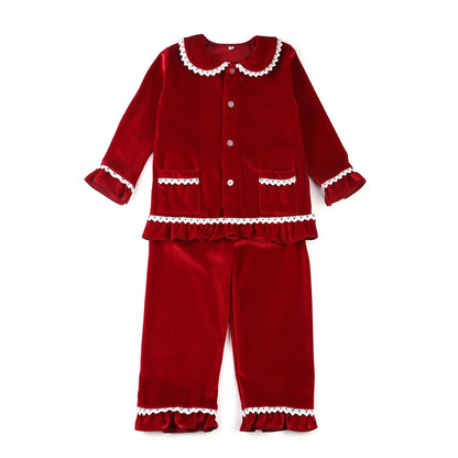 Ruffkids Kids Pyjamas Girls Boys Baby Clothes Loungewear Family Matching Pjs Red Velvet Christmas Pajamas Sets