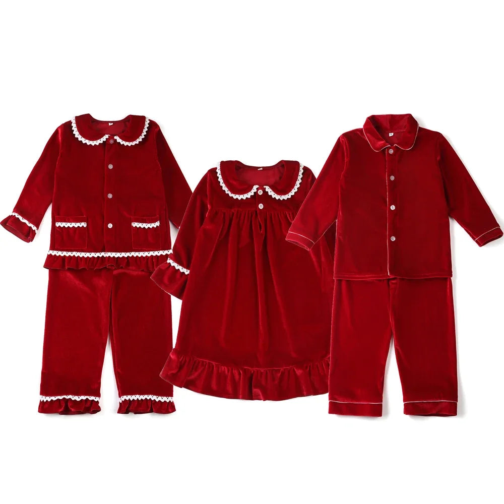 Ruffkids Kids Pyjamas Girls Boys Baby Clothes Loungewear Family Matching Pjs Red Velvet Christmas Pajamas Sets