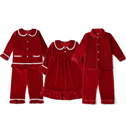 Ruffkids Kids Pyjamas Girls Boys Baby Clothes Loungewear Family Matching Pjs Red Velvet Christmas Pajamas Sets