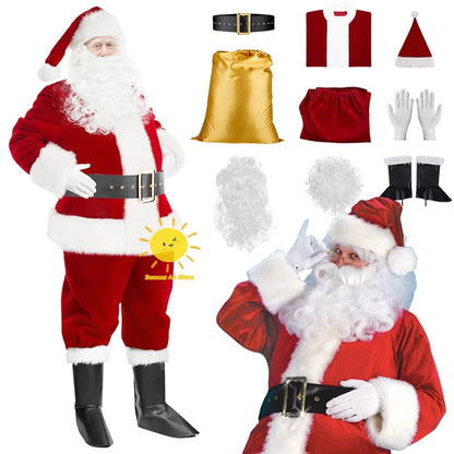 Santa Claus Costume Deluxe Clothes Fancy Dress Suit in Christmas Men Adult Santa Claus Cosplay Costume Christmas Costume Cosplay