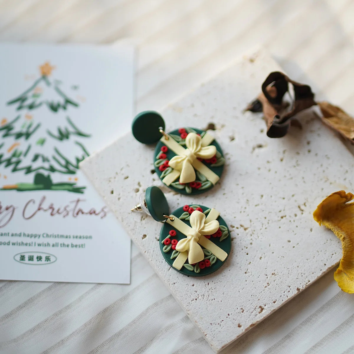 Christmas Winter Holiday Santa Snowman Bell Gingerbread Multi Shapes Polymer Clay Earrings  Celebration Accessories Gifts