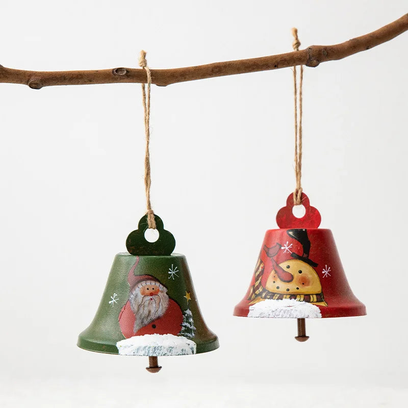 Novelty Painted Christmas Bell Tree Decoration Exquisite Iron Art Ornament Xmas Party Hanging Pendant Home Decor Navidad Gifts