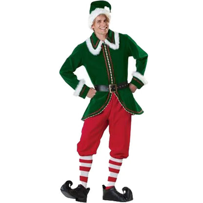 Santa Claus Costume Women Men Christmas Elf Dress Unisex Party Outfit Adult Suit Xmas Stage Performance Festive Role Play Wear