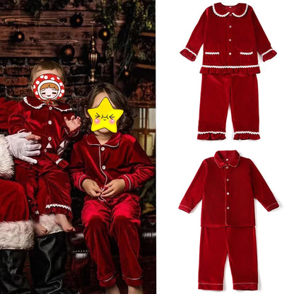 Ruffkids Kids Pyjamas Girls Boys Baby Clothes Loungewear Family Matching Pjs Red Velvet Christmas Pajamas Sets