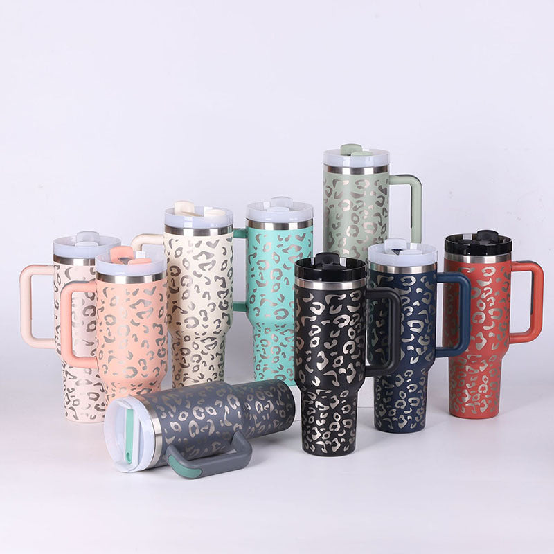40 Oz Tumbler With Handle Straw Insulated, Stainless Steel.