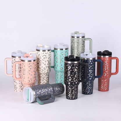 40 Oz Tumbler With Handle Straw Insulated, Stainless Steel.