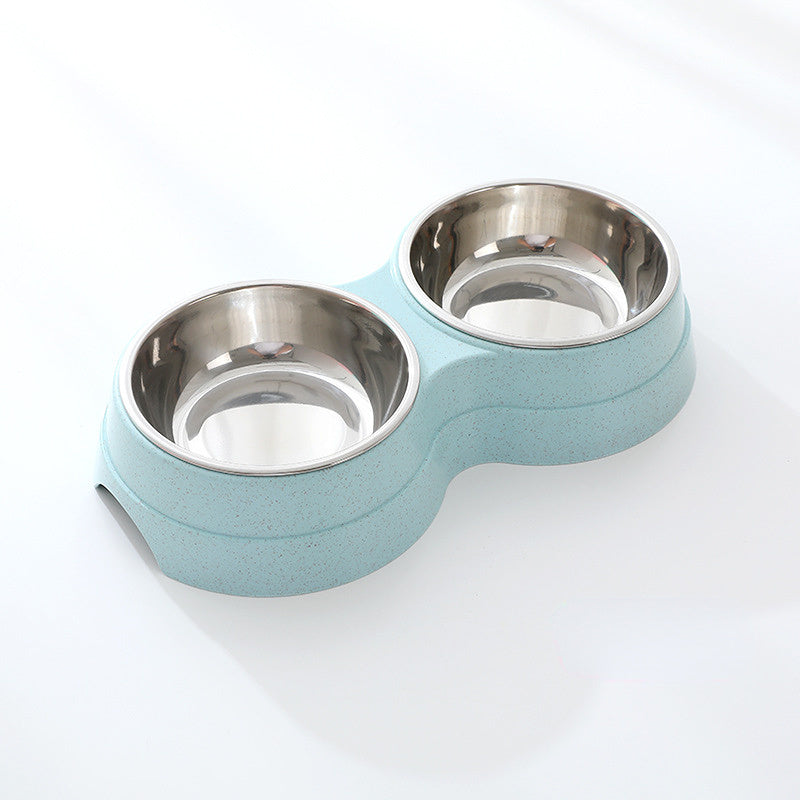 Double Pet Bowls Dog Food Water Feeder Stainless.