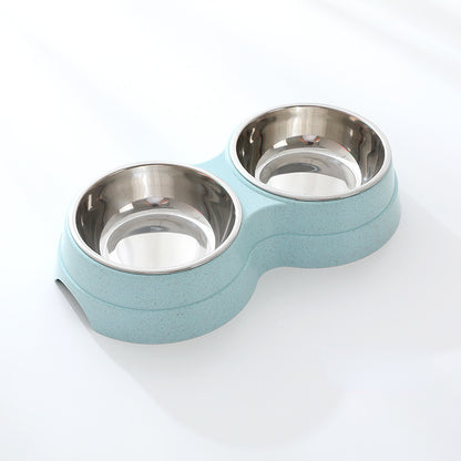 Double Pet Bowls Dog Food Water Feeder Stainless.