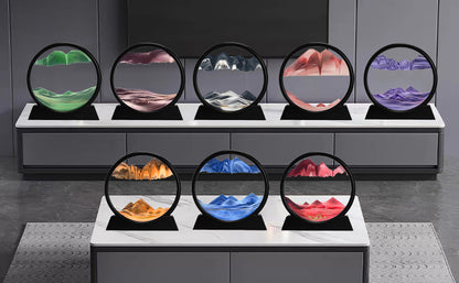 3D Dynamic Sand Art Liquid Motion, Moving Sand Art Picture Round Glass.