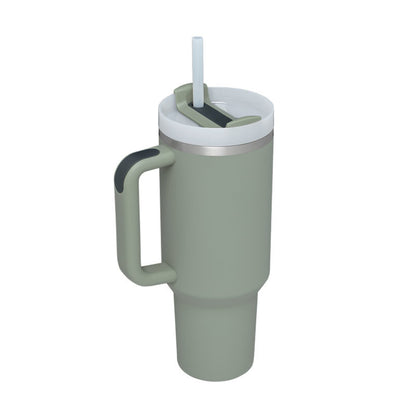 40 Oz Tumbler With Handle Straw Insulated, Stainless Steel.